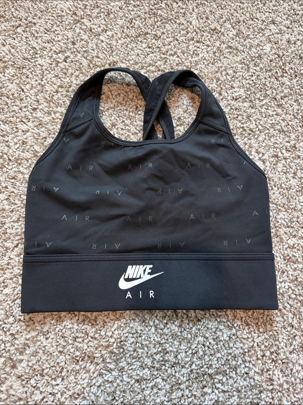 🌿 Nike Black Sports Bra with White Logo